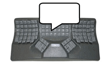 a keyboard with a speech bubble on top of it that says ' gral falun '