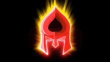a red lightning bolt is coming out of a red helmet
