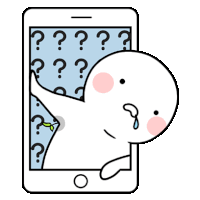 a cartoon drawing of a ghost coming out of a cell phone with question marks on it .