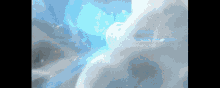 a painting of a blue and white background with a glowing object in the middle