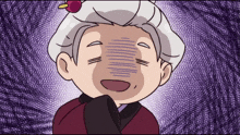 a cartoon drawing of an elderly woman making a face