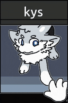 a drawing of a cat with the word kys on the top
