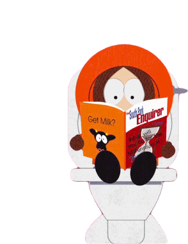 Sitting On The Toilet And Reading A Book Kenny Mccormick Sticker - Sitting On The Toilet And Reading A Book Kenny Mccormick South Park Stickers