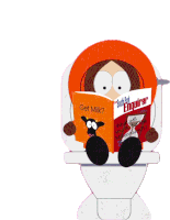 Sitting On The Toilet And Reading A Book Kenny Mccormick Sticker - Sitting On The Toilet And Reading A Book Kenny Mccormick South Park Stickers