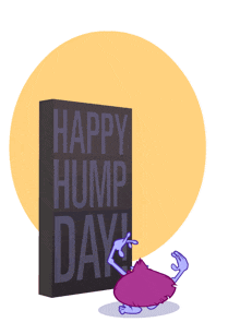a happy hump day greeting card with a cartoon character