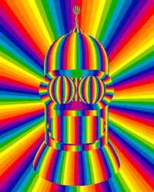 a rainbow colored optical illusion of a robot head