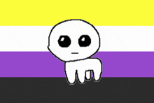 a cartoon drawing of a skull on a purple and yellow background .