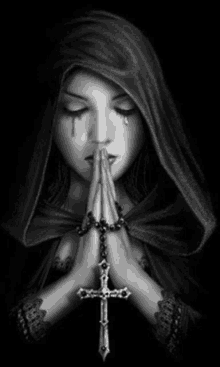 pray praying cross tears girl