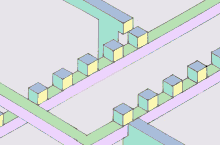 a drawing of a maze with a few lines and blocks