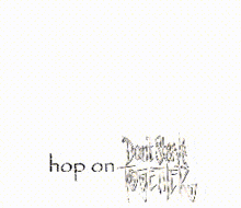 a cartoon drawing of two people with the words hop on written on the bottom