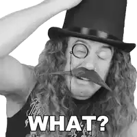 a man with a mustache wearing a top hat and glasses says what
