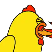 a cartoon chicken with a long beak is eating something .