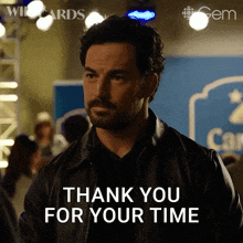 a man says thank you for your time in a gif