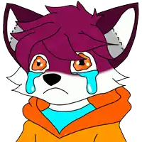 a cartoon drawing of a fox with tears coming out of its eyes