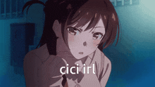 a cartoon of a girl with the word cici written on the bottom