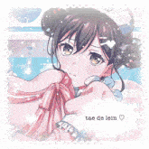 a drawing of a girl with the name tae de lein on it