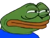 a cartoon frog with a blue shirt on is making a funny face .