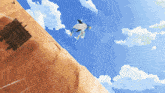 a cartoon drawing of a person falling off a mountain
