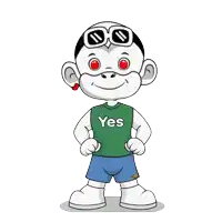 a cartoon character is wearing a yes shirt