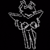 a black and white drawing of a person with a hat