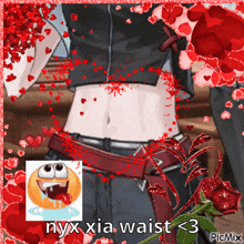 a picture of a person 's stomach with the words nyx xia waist < 3 on it