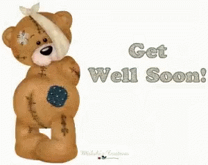 Get Well Beary Soon Teddy Bear With Flowers Glitter Graphic, Greeting,  Comment, Meme or GIF