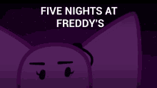 a poster for five nights at freddy 's with a purple cat on it