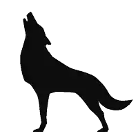 a silhouette of a wolf howling with its mouth open
