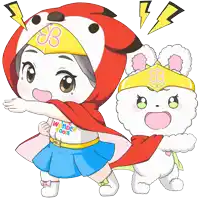a girl in a wonder fools shirt is standing next to a white bear