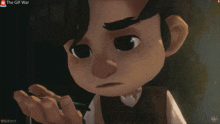 a screen shot of a cartoon character with the words the gif war above him