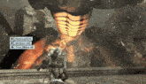a screenshot of a video game shows a huge monster and a few buttons including horizons hr and verticals