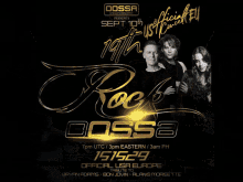 a poster for a rockoossa concert that takes place on sept 19th