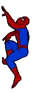a pixel art drawing of a spider man climbing a wall