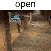 a screenshot of a video game that says open