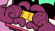 a close up of a cartoon character 's mouth