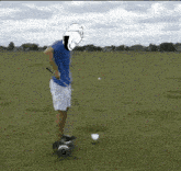 a man is playing golf on a hoverboard