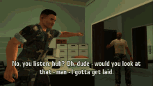 a man in a military uniform is talking to another man in a game