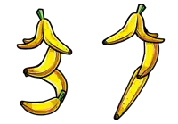 a cartoon drawing of a banana that looks like the number 3