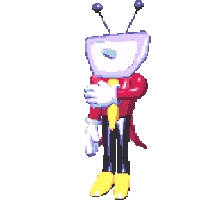 a pixel art of a person with a purple box on their head