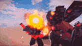 a video game character is being destroyed by another robot