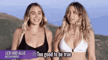 two girls cleavage bikini smiling