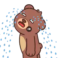 a cartoon of a teddy bear crying with tears coming out of its eyes