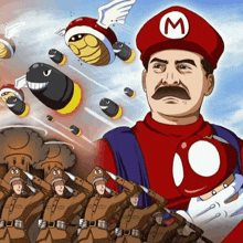 a cartoon drawing of a man dressed as mario