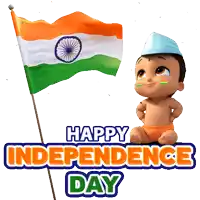 a baby with a flag and the words happy independence day below it