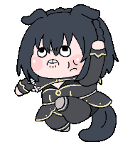 a pixel art drawing of a girl with a cat tail