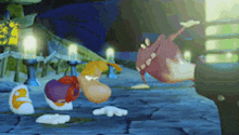 a cartoon character is being attacked by another cartoon character