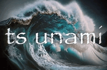 a picture of a wave with the word tsunami written on it