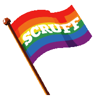 a rainbow flag with the words scruff on it