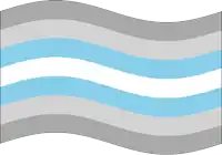 a gray white and blue flag with a white background