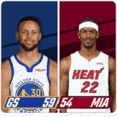 golden state warriors player stephen curry and heat player mia are standing next to each other